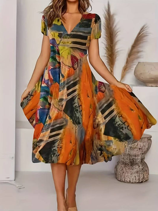 AS | Casualowa sukienka boho z krótkim rękawem