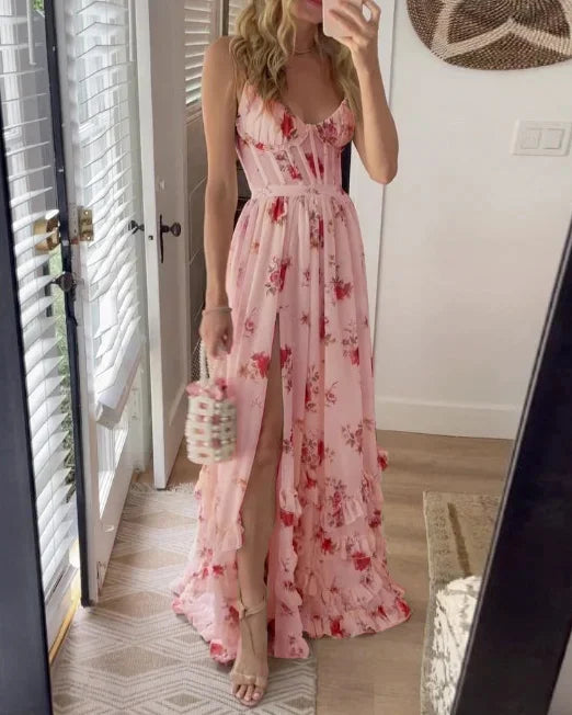 LB | Elegancka sukienka maxi w kwiaty