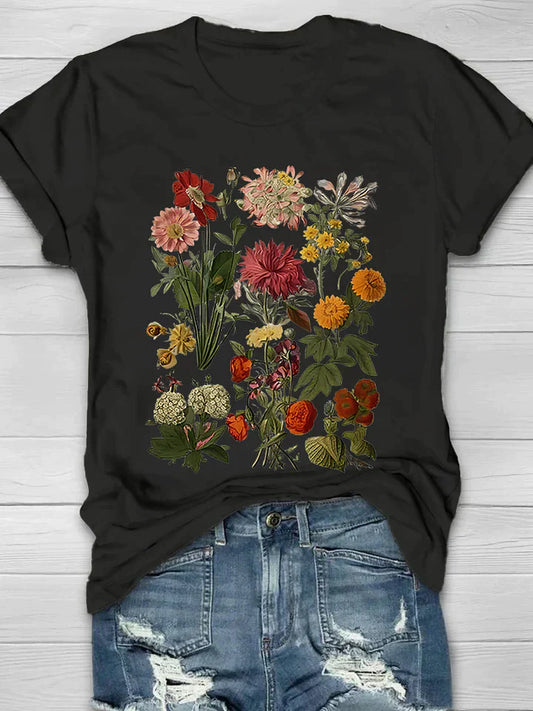 LB | Koszulka damska z nadrukiem w kwiaty w stylu vintage