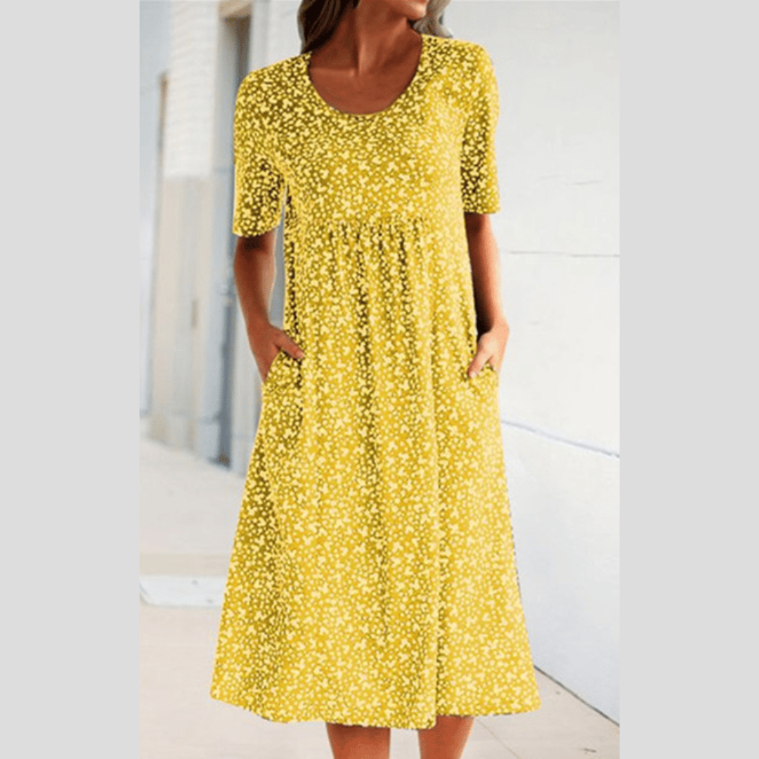 LB | ELEGANCKA SUKIENKA MIDI W KWIATY
