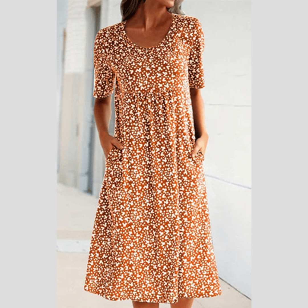 LB | ELEGANCKA SUKIENKA MIDI W KWIATY