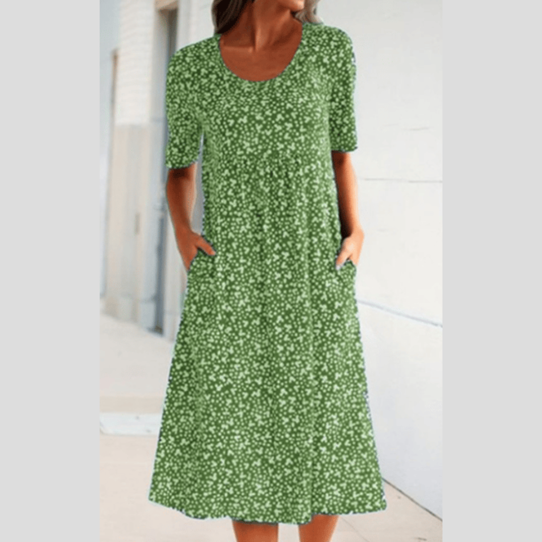 LB | ELEGANCKA SUKIENKA MIDI W KWIATY