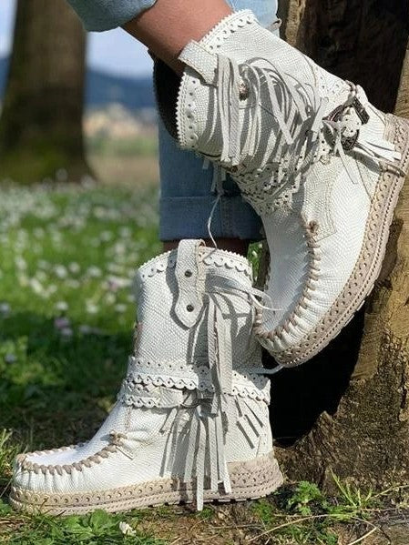 LB | Botki western z frędzlami boho