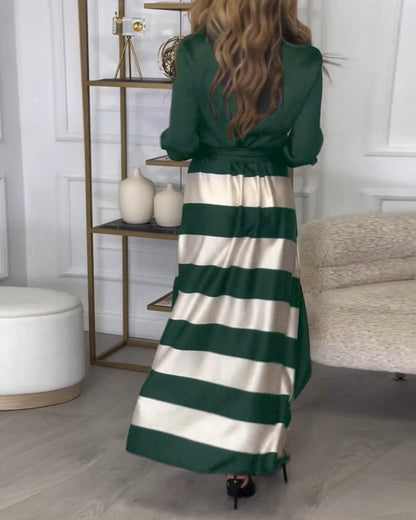 LB | Elegancka sukienka maxi w paski