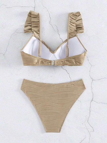 LB | Damskie bikini z falbankami w jednolitym kolorze w 2 kolorach S-XL