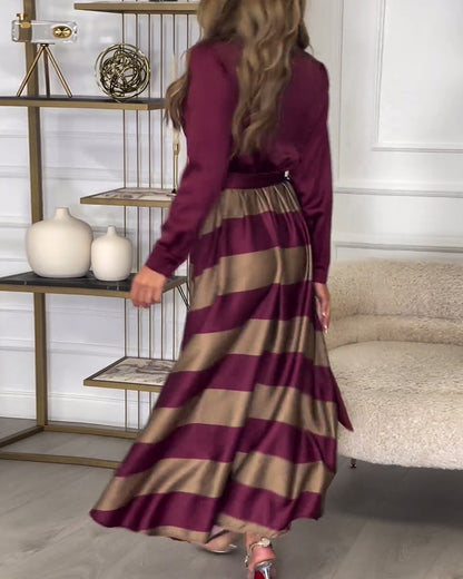LB | Elegancka sukienka maxi w paski