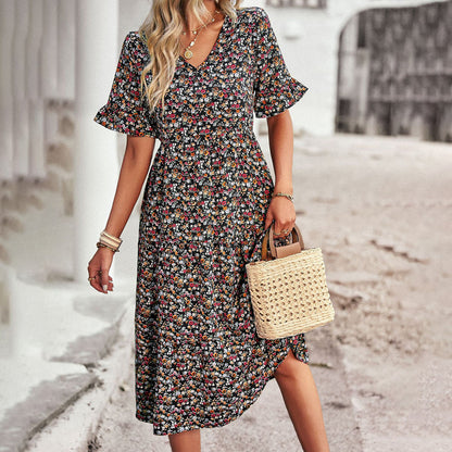 LB | Elegancka sukienka midi w kwiaty