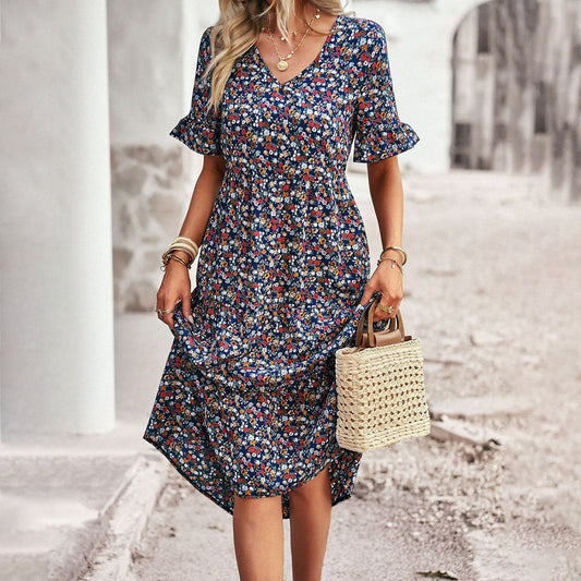 LB | Elegancka sukienka midi w kwiaty