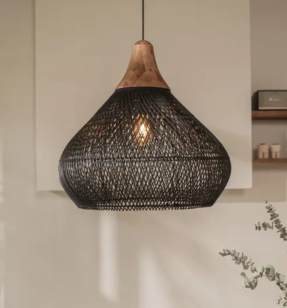Japandi - osvětlení ve stylu wabi-sabi, lehká bubnová lampa se závěsným stínidlem