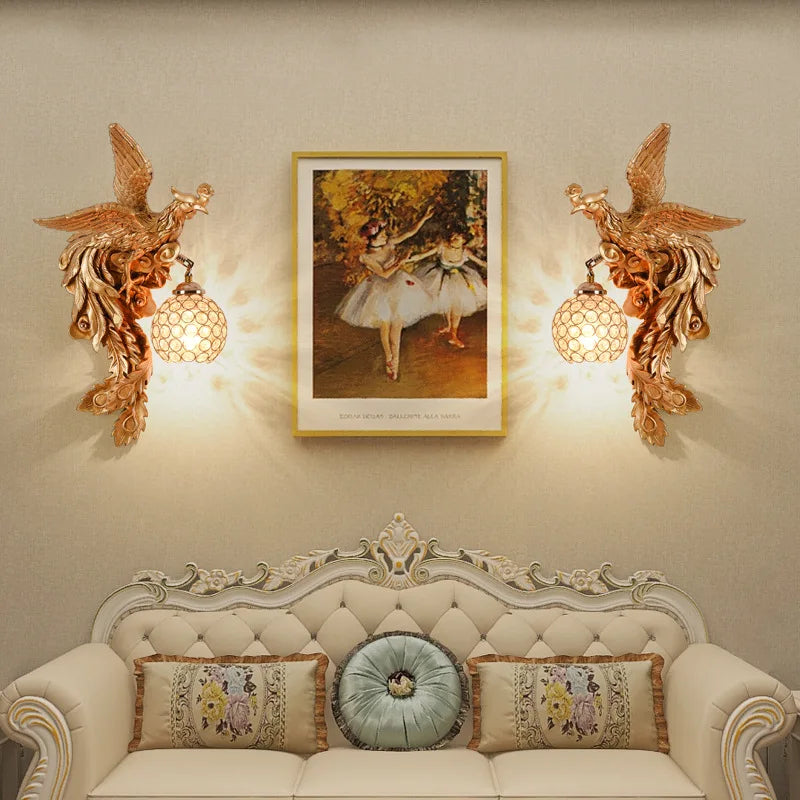 LuxeFlame - Nástěnné svítidlo Dragon Phoenix