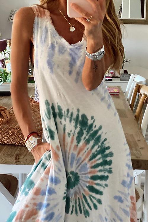 LB | Tie Dye sukienka maxi bez rękawów