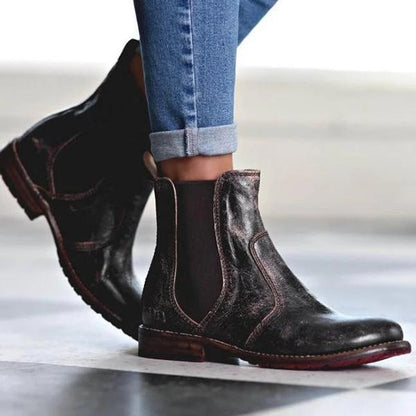 LB | Damskie buty za kostkę ze skóry w stylu vintage