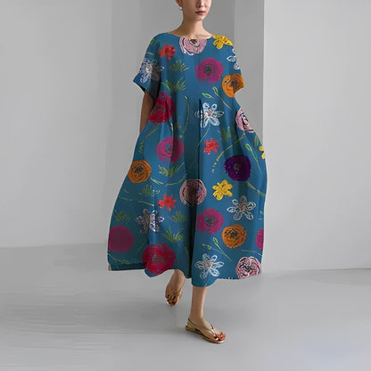 LB | Retro Big Swing Luźna sukienka maxi