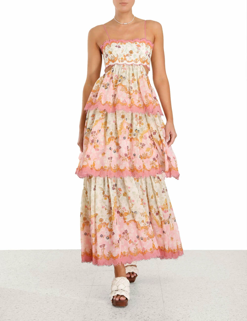 LB | Floral Cami Tiered Ruffle Hem Backless Maxi Dress