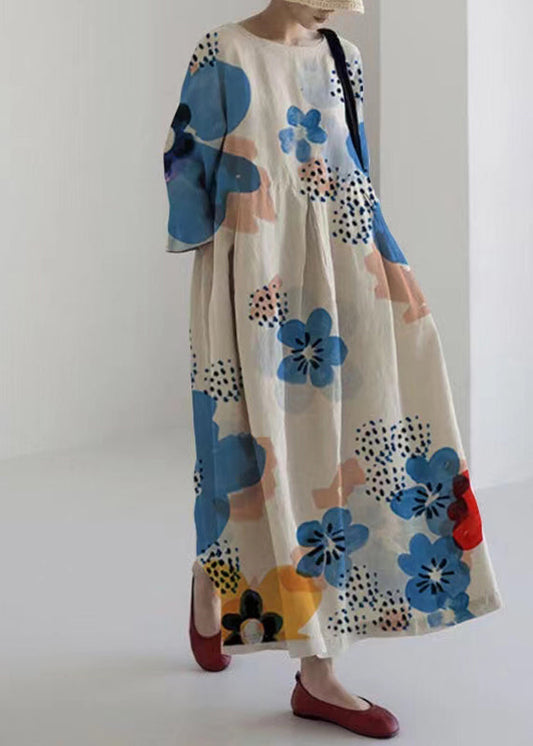LB | Plus Size Niebieska plisowana sukienka maxi na wiosnę