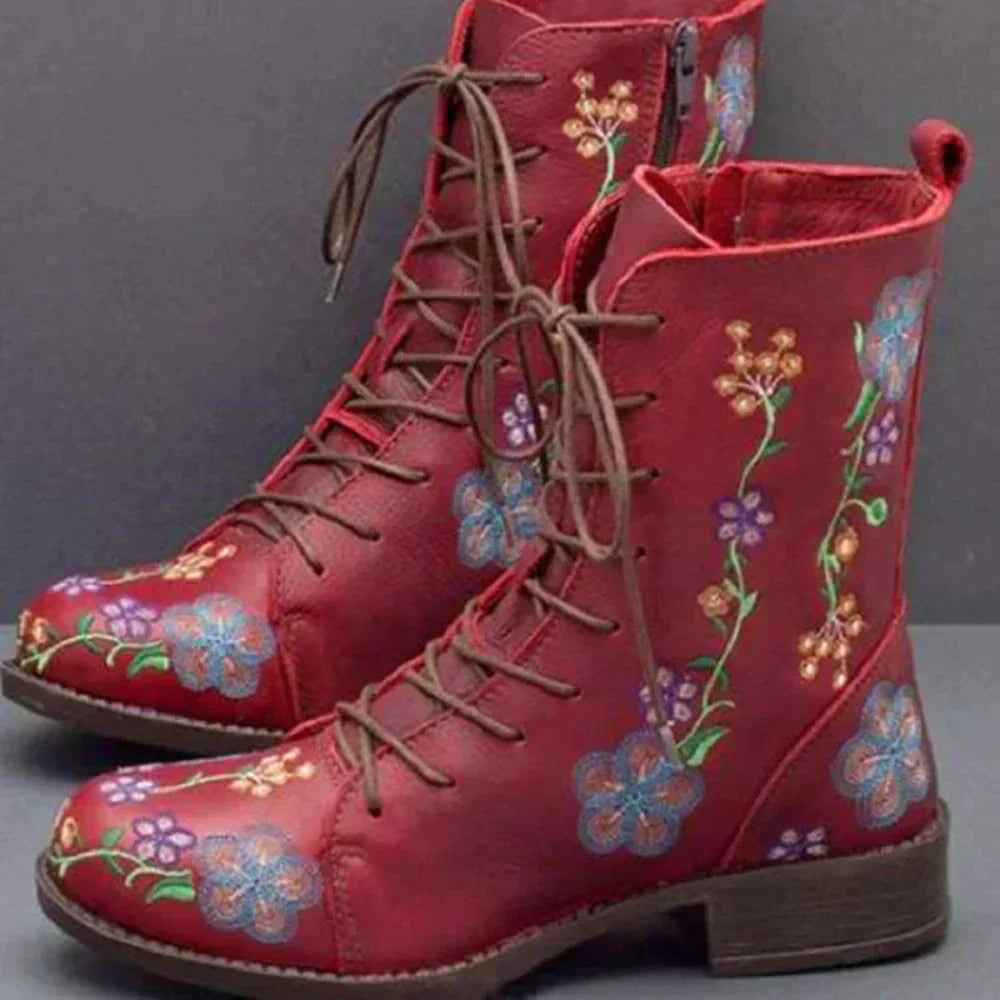LB | Casualowe sznurowane buty w kwiaty