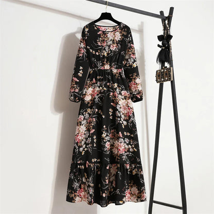 LB | wiosenno-letnia sukienka maxi w stylu boho z kwiatowym nadrukiem