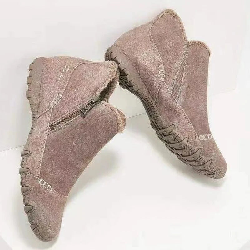LB | Buty za kostkę w panterkę z podszewką ze sztucznego futra