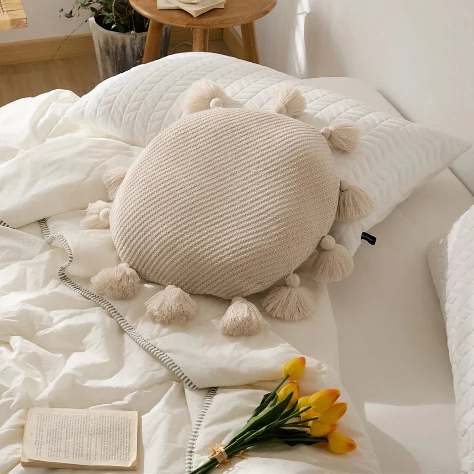 TasseledPlush | Měkký kulatý polštář na sedadlo