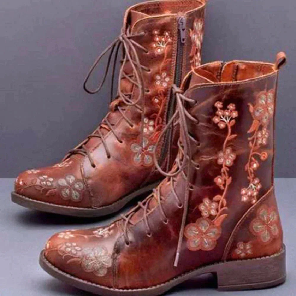 LB | Casualowe sznurowane buty w kwiaty