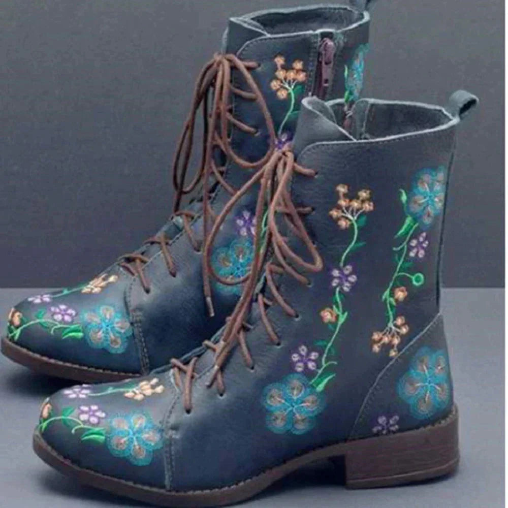 LB | Casualowe sznurowane buty w kwiaty