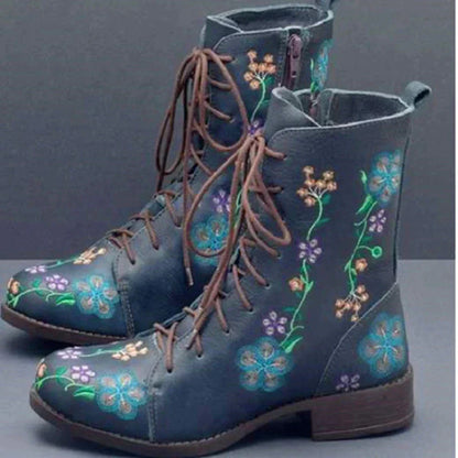 LB | Casualowe sznurowane buty w kwiaty