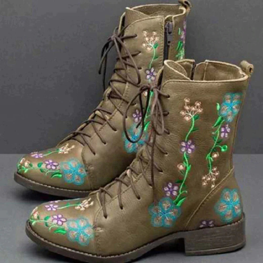 LB | Casualowe sznurowane buty w kwiaty