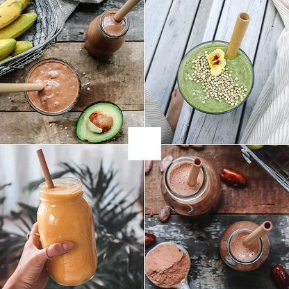 BambooGlow | Přírodní párty brčka s čisticím kartáčkem