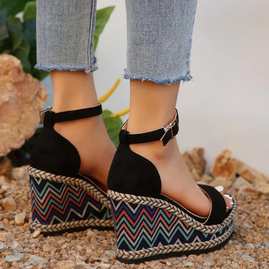 AS | Boho sandały na koturnie