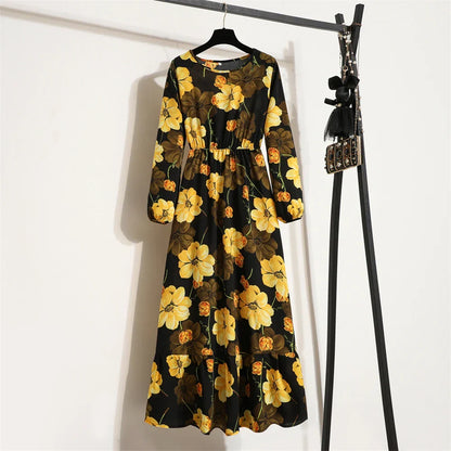 LB | wiosenno-letnia sukienka maxi w stylu boho z kwiatowym nadrukiem