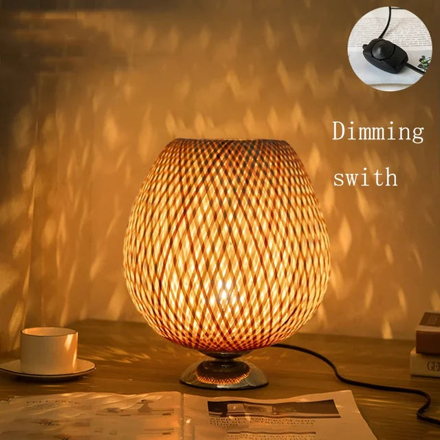 AntiqueBamboo - Vintage bambusová stolní lampa