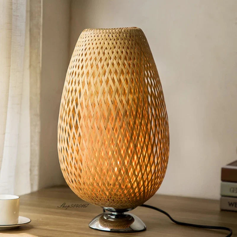 AntiqueBamboo - Vintage bambusová stolní lampa