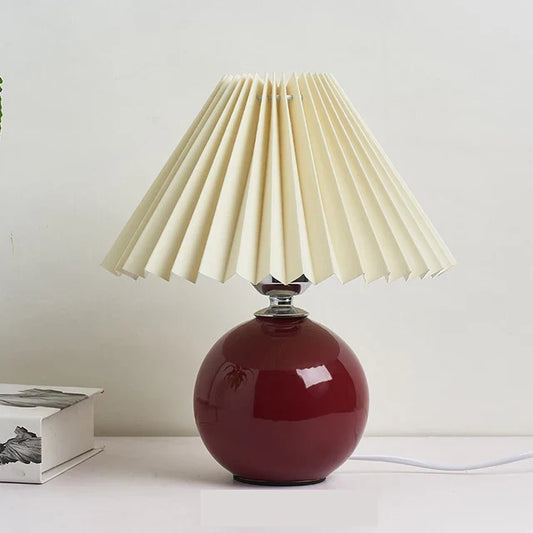 Antique Pleated - Vintage stolní lampa s plisovaným stínidlem