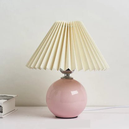 Antique Pleated - Vintage stolní lampa s plisovaným stínidlem