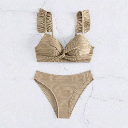 LB | Damskie bikini z falbankami w jednolitym kolorze w 2 kolorach S-XL