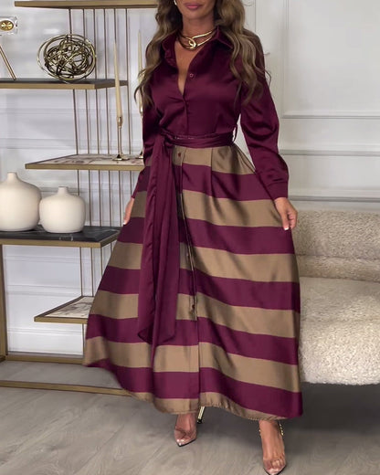 LB | Elegancka sukienka maxi w paski