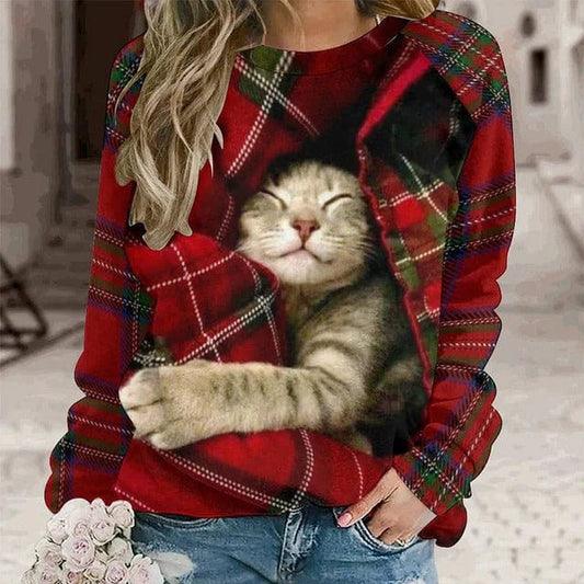 AS | Casualowa bluza z nadrukiem kota