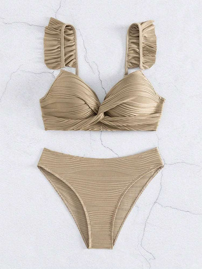 LB | Damskie bikini z falbankami w jednolitym kolorze w 2 kolorach S-XL
