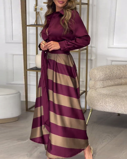 LB | Elegancka sukienka maxi w paski