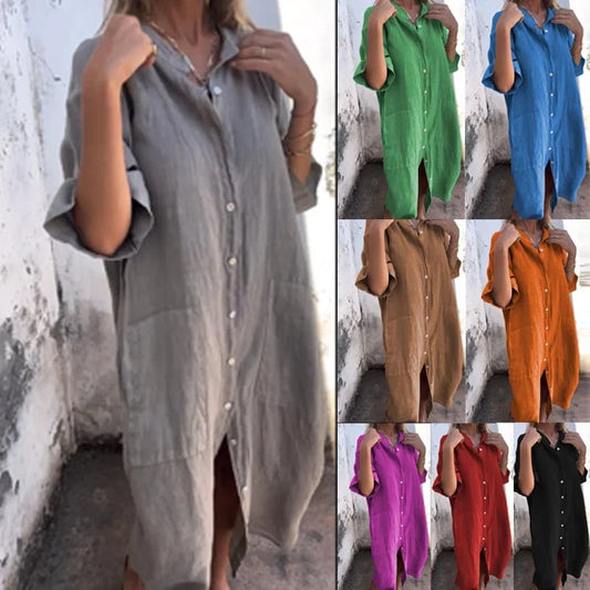 LB | casualowa koszulowa sukienka maxi