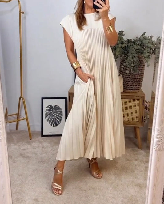 LB | Elegancka plisowana sukienka maxi