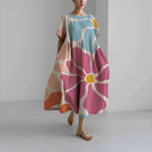 LB | Retro Big Swing Luźna sukienka maxi