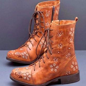 LB | Casualowe sznurowane buty w kwiaty