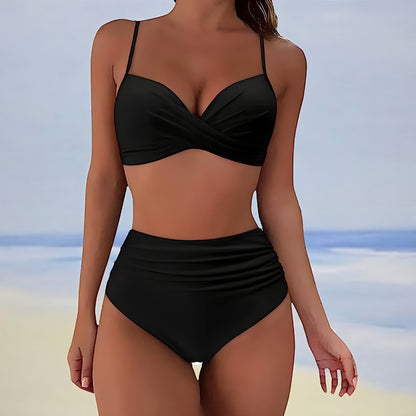 LB | Bikini z wysokim stanem i wiązaną górą z przodu