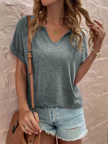 LB | Damska szara koszulka z krótkim rękawem V-Neck XL