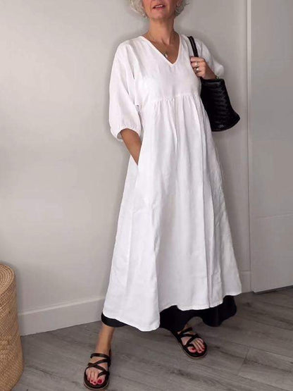 LB | Zrelaksowana elegancja Sukienka maxi z dekoltem w szpic