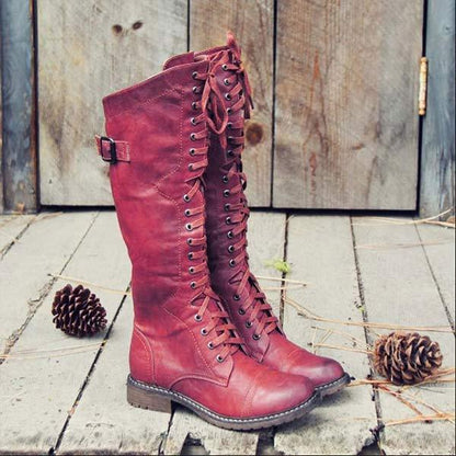 LB | Vintage sznurowane buty do kolan