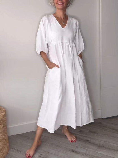 LB | Zrelaksowana elegancja Sukienka maxi z dekoltem w szpic