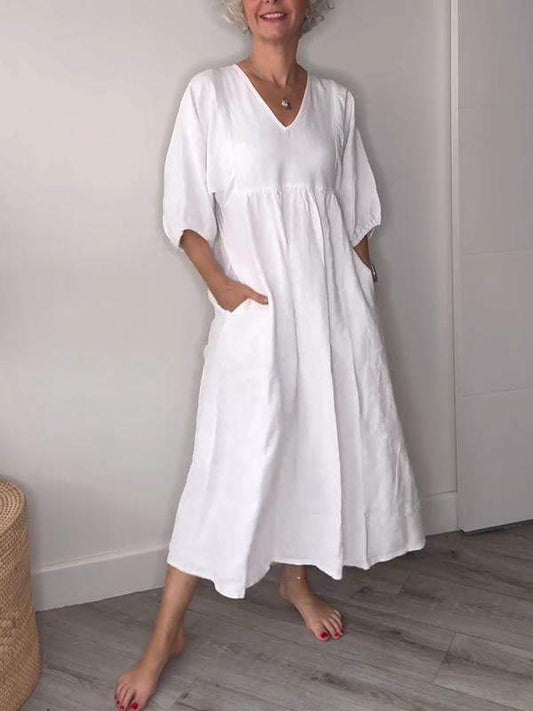 LB | Zrelaksowana elegancja Sukienka maxi z dekoltem w szpic