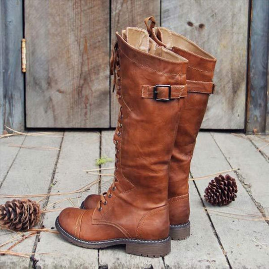 LB | Vintage sznurowane buty do kolan